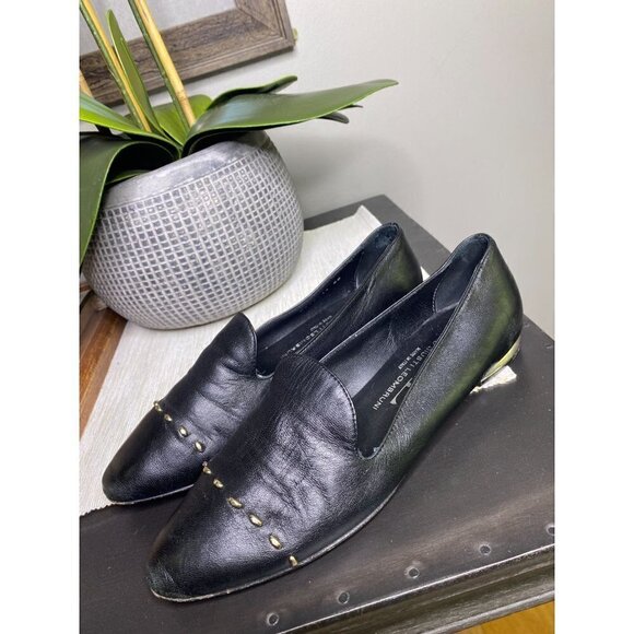 AGL Attilio Giusti Leombruni Black Leather Stud Venetian Loafers Size US 6 - Picture 2 of 10